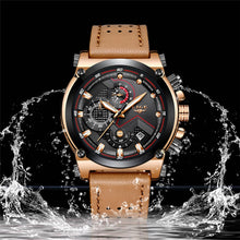 LIGE Men's Sport Watch Genuine Leather Band