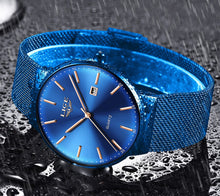 LIGE Men's Blue Quartz Watch