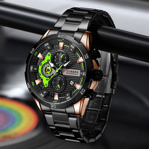 CURREN Men's Stainless Steel Luminous Dial Watch