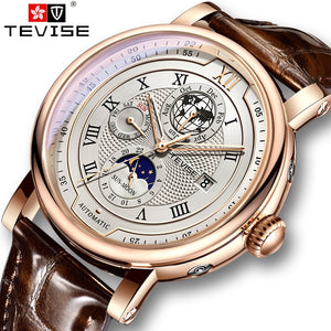 TEVISE Men's Mechanical Watch with Moon Phase