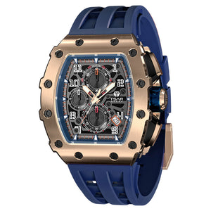 TSAR BOMBA Men's Tonneau 50M Waterproof Stainless Steel Watch