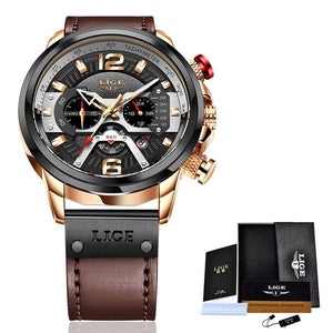 LIGE Men's  Sports Watch Men With Automatic Calendar