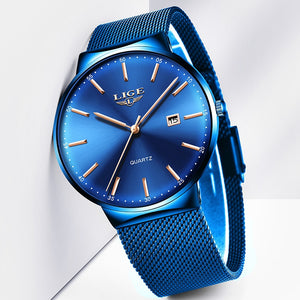 LIGE Men's Blue Quartz Watch