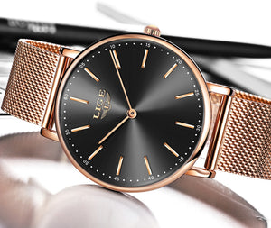 LIGE Women's Rose Gold Watch