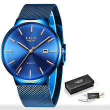 LIGE Men's Blue Quartz Watch