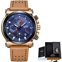 LIGE Men's Sport Watch Genuine Leather Band