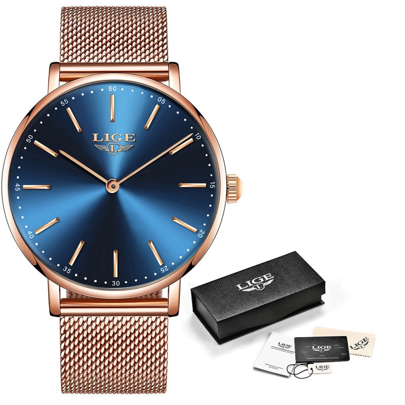 LIGE Women's Rose Gold Watch