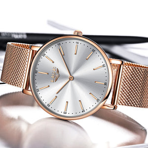 LIGE Rose Gold Women's Casual Watch