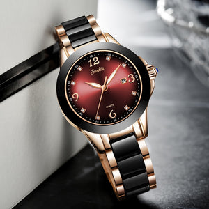 LIGE Branded SUNKTA Women's Watch/Ceramic And Alloy Bracelet
