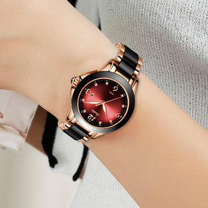 LIGE Branded SUNKTA Women's Watch/Ceramic And Alloy Bracelet