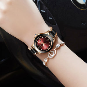 LIGE Branded SUNKTA Women's Watch/Ceramic And Alloy Bracelet