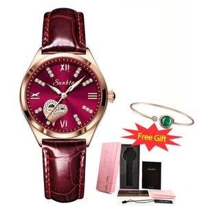 LIGE Branded SUNKTA Women Watches Leather Band