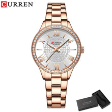 CURREN Women's Rhinestones Rose Gold Dial  Watch