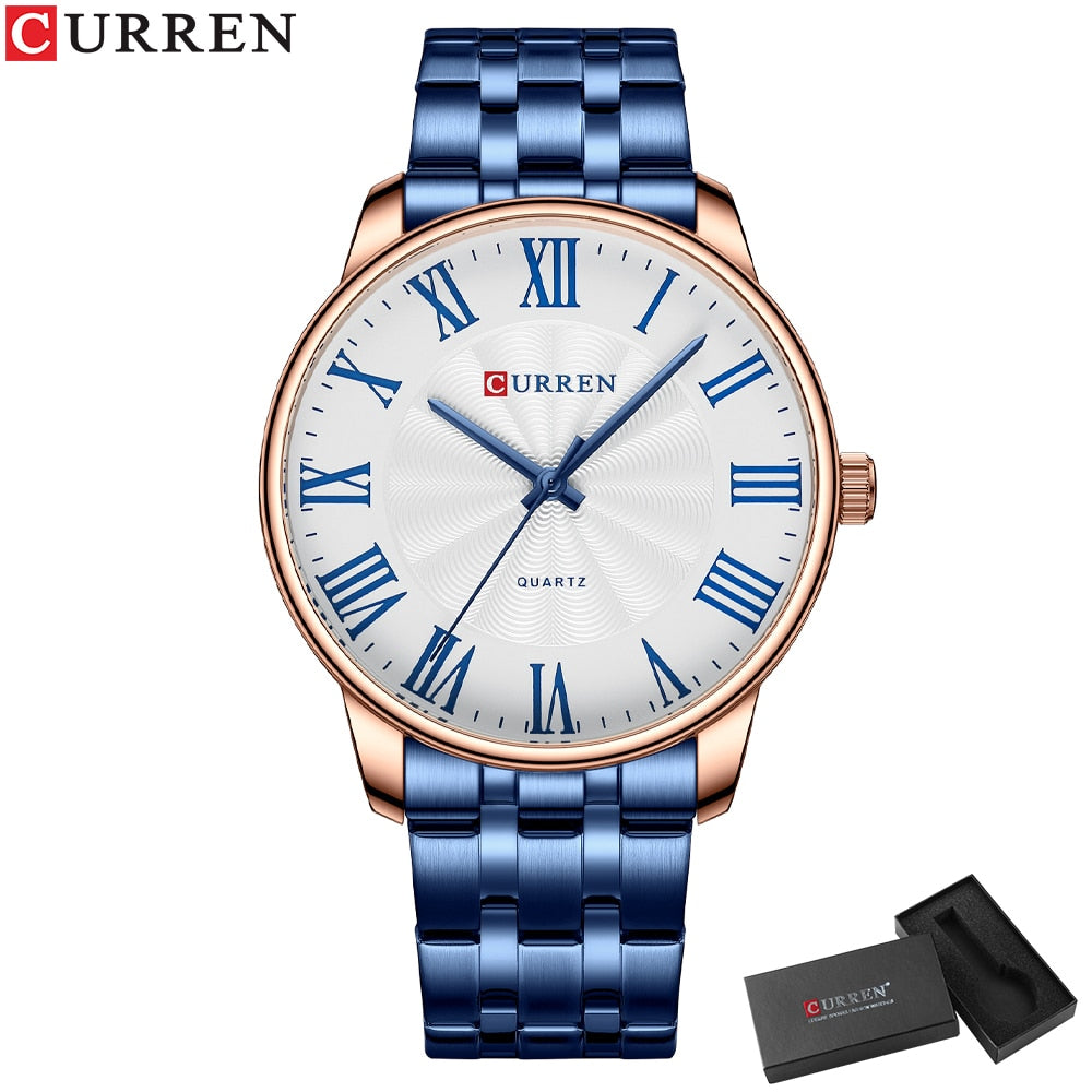 CURREN Roman Numeral Stainless Steel Quartz Watch