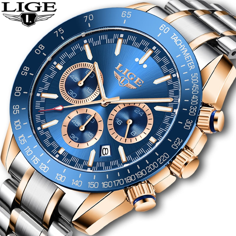 LIGE Men's Pilot Quartz Watch